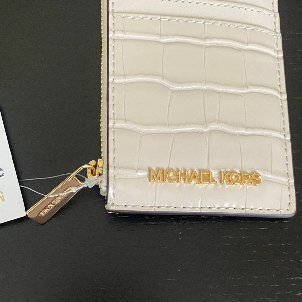 Michael Kors Croc-Embossed Card Holder with Gold Hardware - Picture 2 of 4